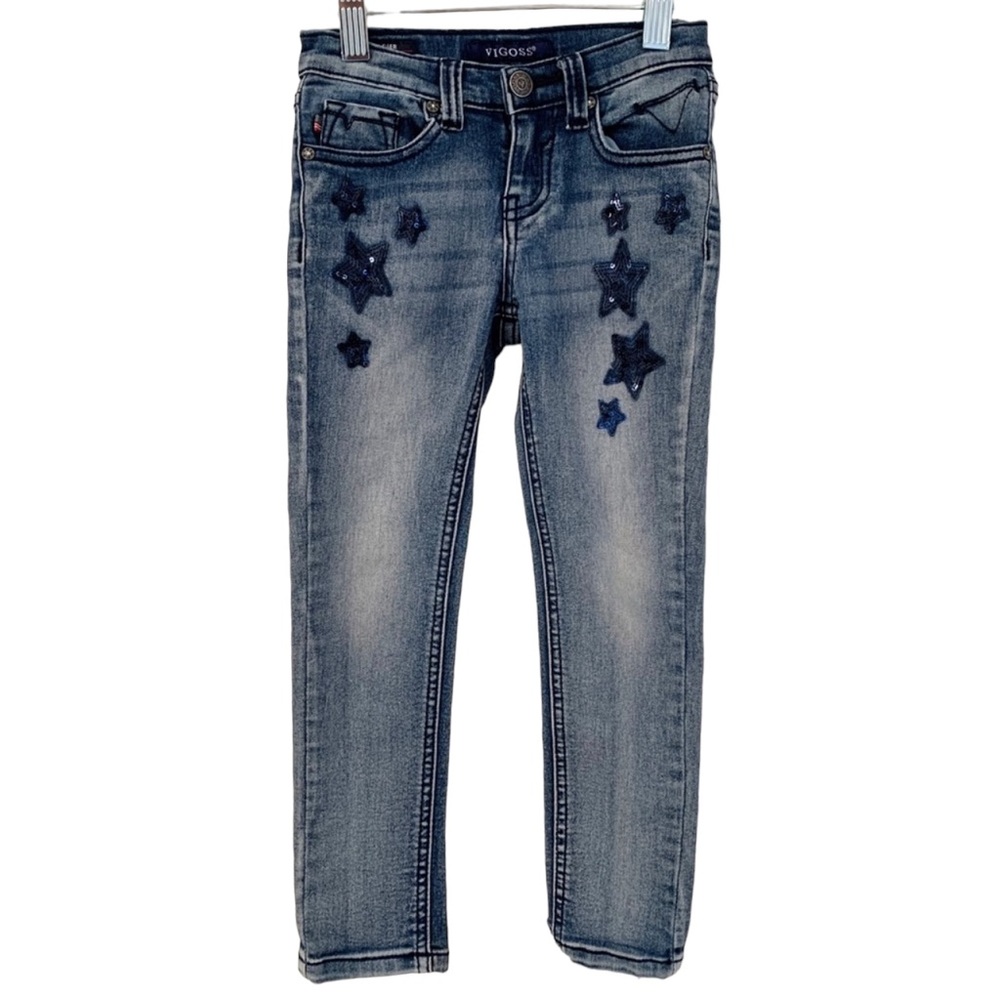 VIGOSS GIRLS SKINNY JEANS W/SEQUENCE STARS SIZE 5